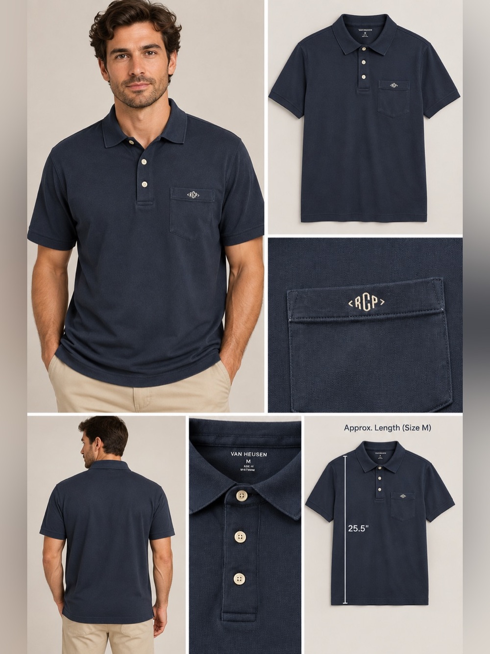 Lands' End Men's Navy Short-Sleeve Polo with Chest Pocket